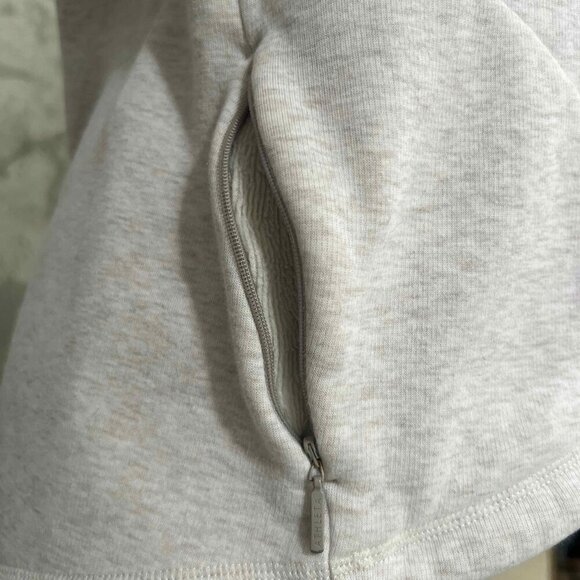 Athleta Cozy Karma Asym Pullover Wrap Sweatshirt Longsleeve Heather White XS - Picture 3 of 14